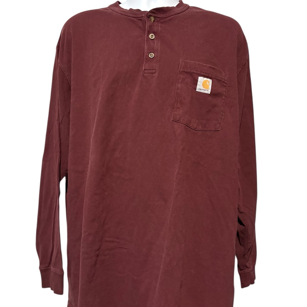 Carhartt Men's Original Fit 3 Collar Button Long Sleeve Shirt Maroon 2XL